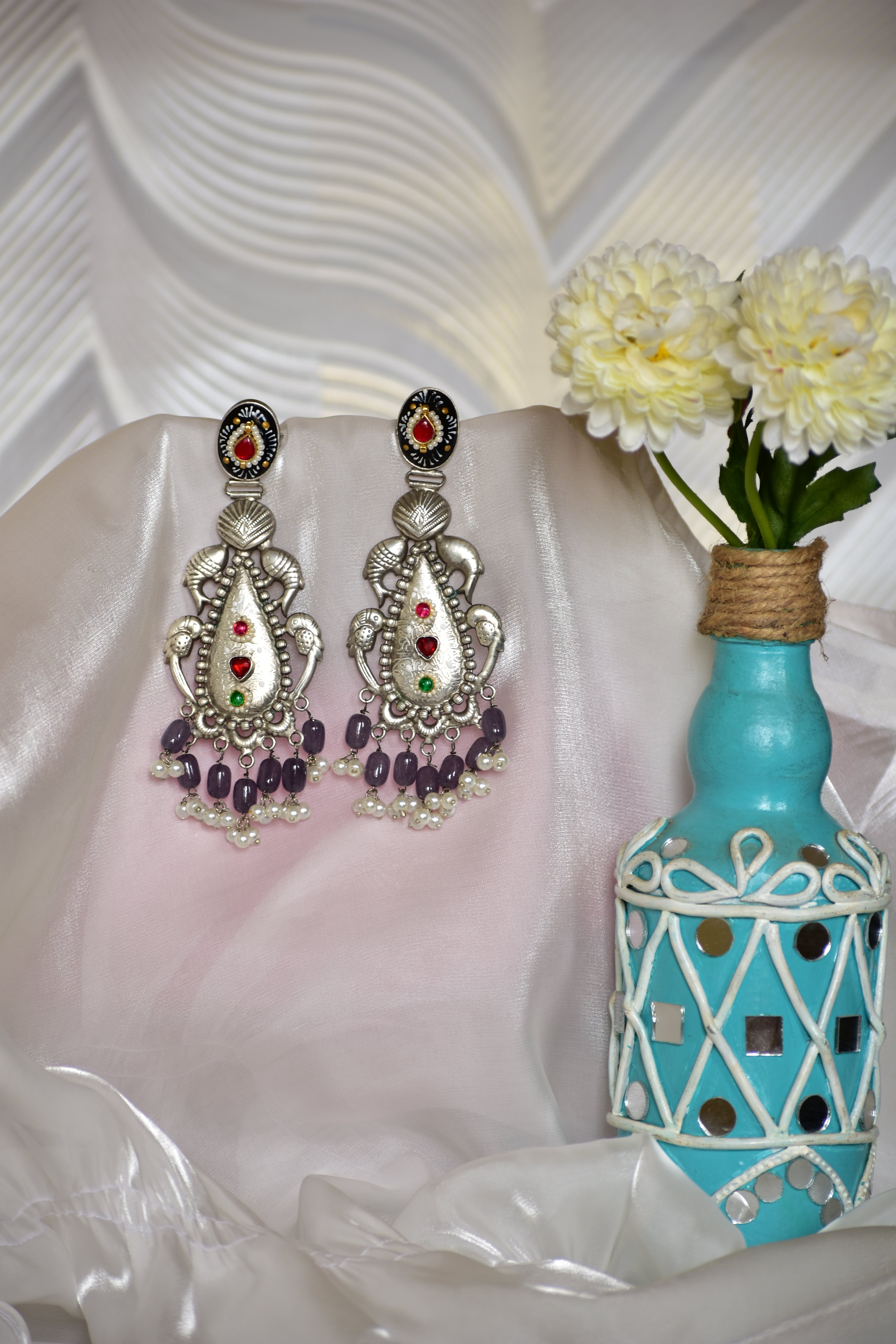 Rukmani Silver Jhumka